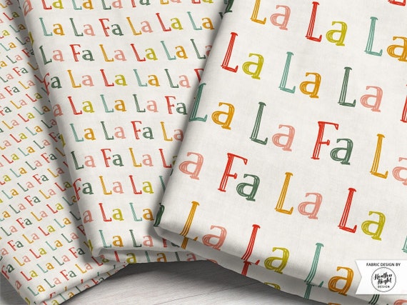 Fa La La Christmas Fabric / Christmas Song Fabric / Deck the Halls Holiday  / Falala Collection / Boho Fabric by the Yard & Fat Quarter 