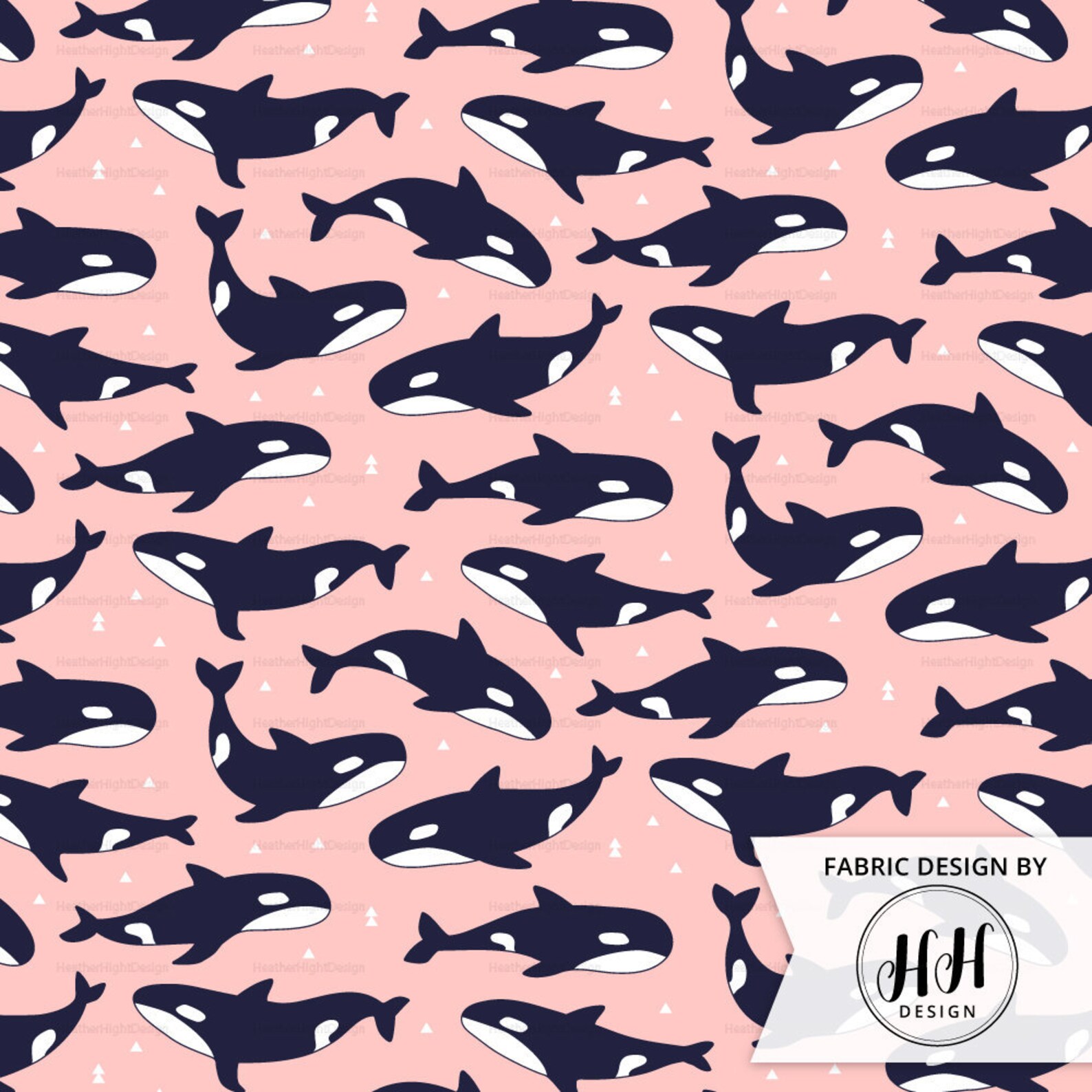 Killer Whale Fabric Pink // Girl Fabric / Ocean Fabric / Etsy