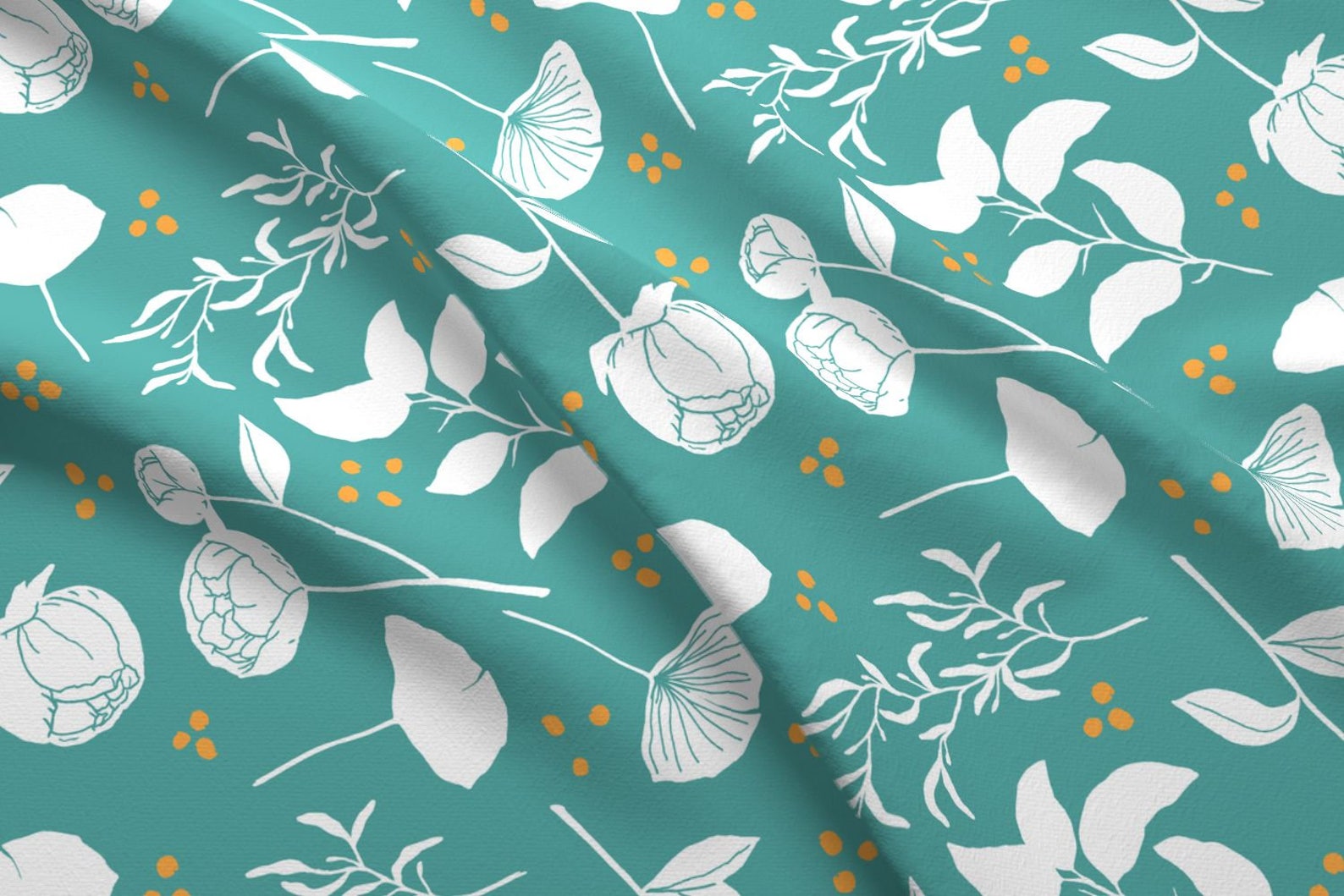 Botanical Garden Fabric by the Yard Floral Fabric Teal and Etsy