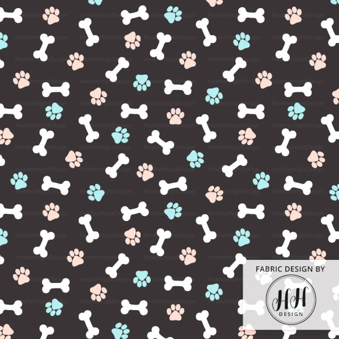 farvel amplifikation Store Paws and Bones Fabric by the Yard Cute Puppy Dog Print in - Etsy