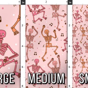 Pink Skeleton Party Fabric by the yard - Retro Halloween Print, Dancing Skeletons in Pink & Orange, Perfect for Halloween Quilting and Decor image 5