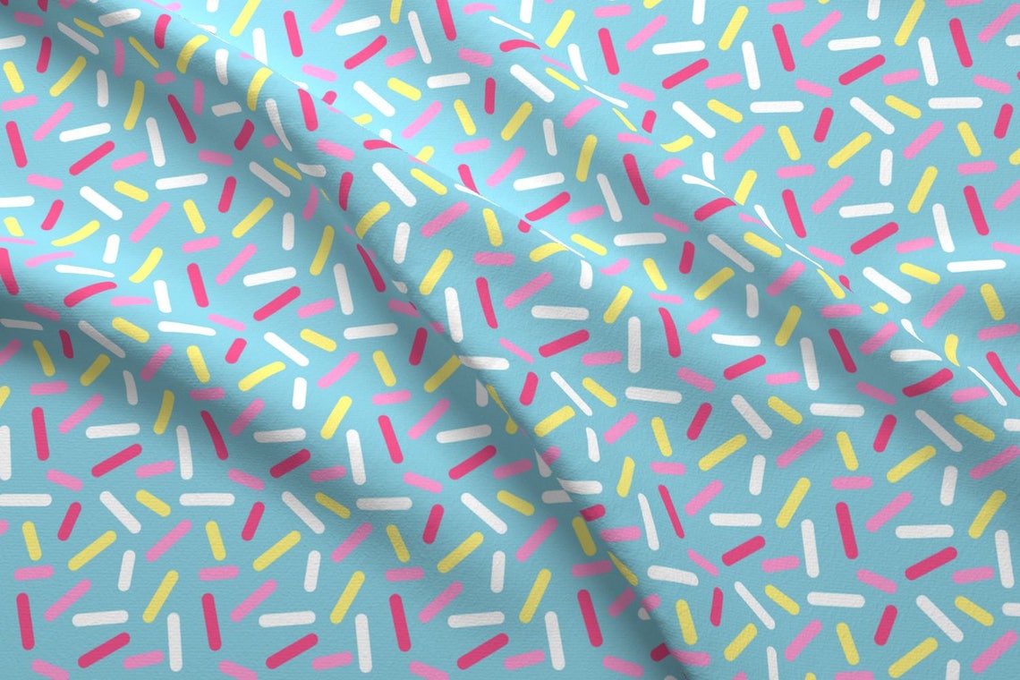 Donut Sprinkles Blue Colorful Fabric by the Yard Dessert Etsy
