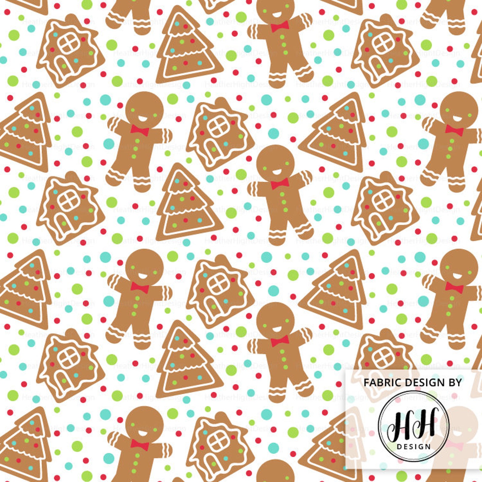 Gingerbread Man Fabric by the Yard Gingerbread Cookie Etsy