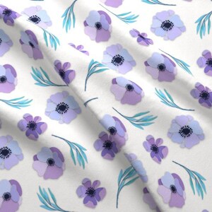 Paper Flower Fabric By The Yard Pinstripe Purple Paper Flowers and Leaves Crafting Quilting Print in Yards & Fat Quarter image 3