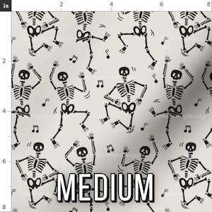 Dancing Skeletons Fabric – Halloween Boogie Print by the Yard & Fat Quarter Medium