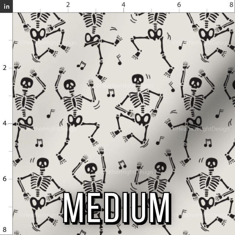 Dancing Skeletons Fabric – Halloween Boogie Print by the Yard & Fat Quarter Medium