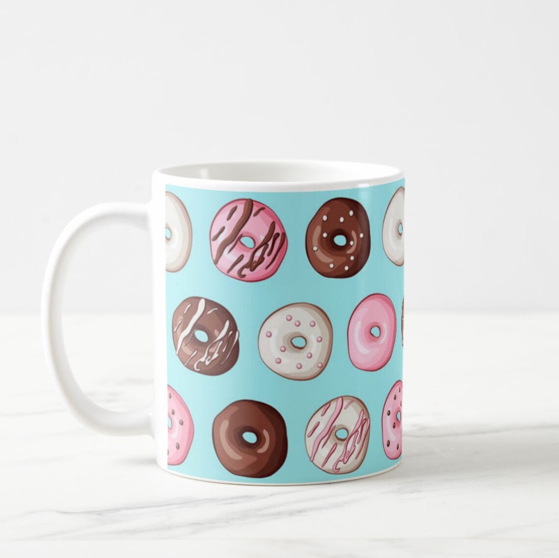 Donut Mug Doughnut Blue Aqua Coffee Cup Latte Mug Great Gift Etsy