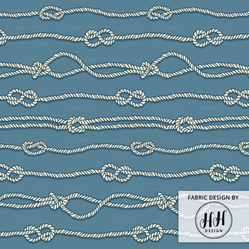 Nautical Sailor Knots Fabric By The Yard Rope Knots Seafarer Etsy