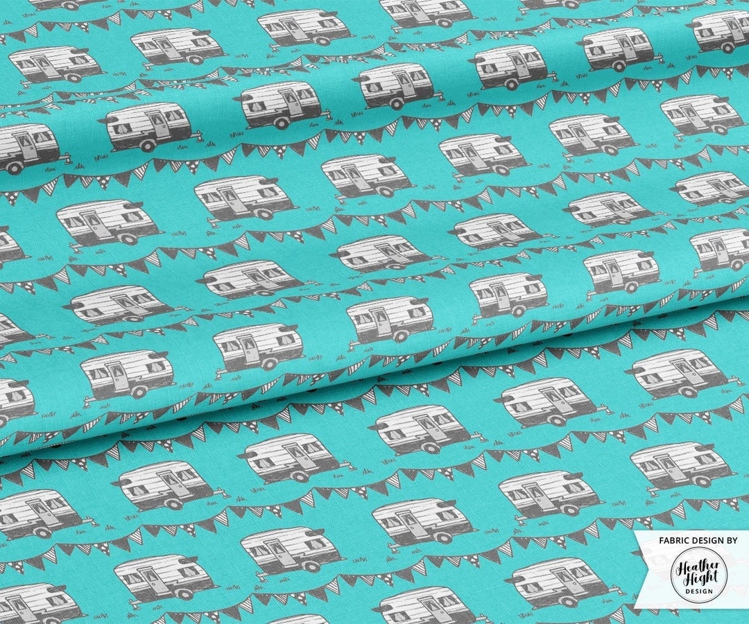 Anhänger Adventure Stoff als Meterware Lagerware Camper Stoff