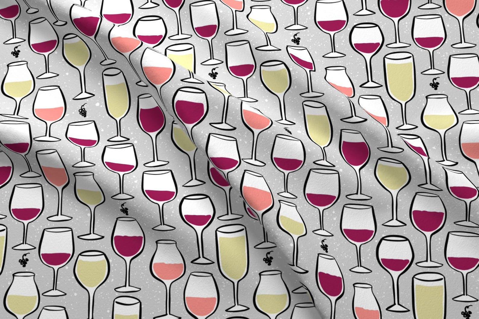 Wine Glass Fabric by the Yard / Adult Holiday Gift Project / Etsy