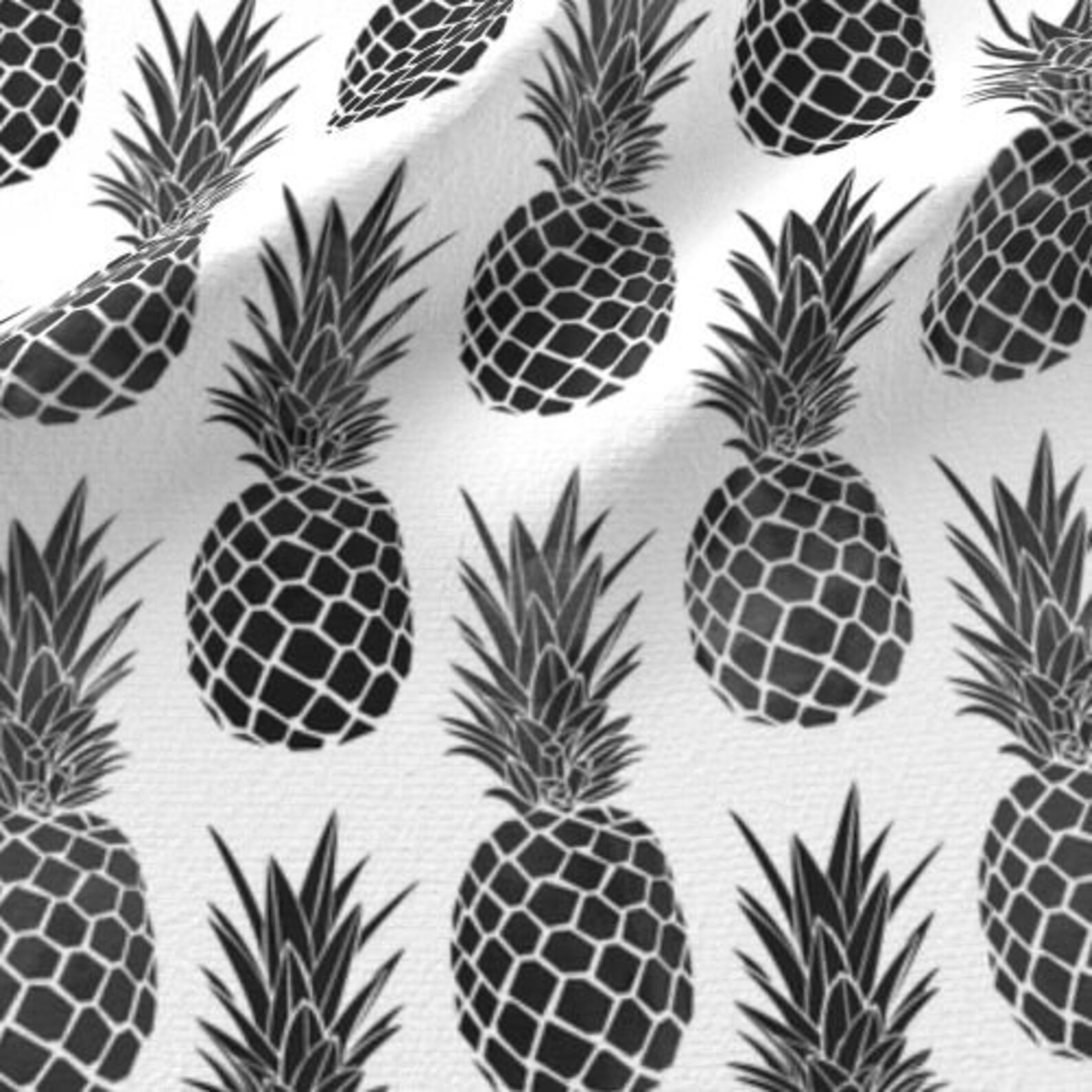 Tropical Pineapple Fabric by the Yard / Black and White Fabric Etsy