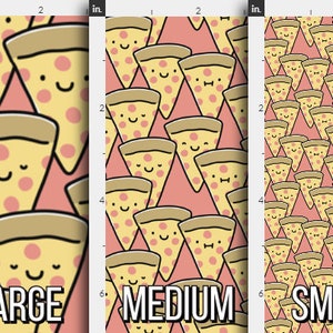 Pizza Cuties Fabric By The Yard / Cute Pizza Fabric / Funny Pizza Faces / Childrens' Fabric / Slice Pink Coral Print in Yard & Fat Quarter image 2