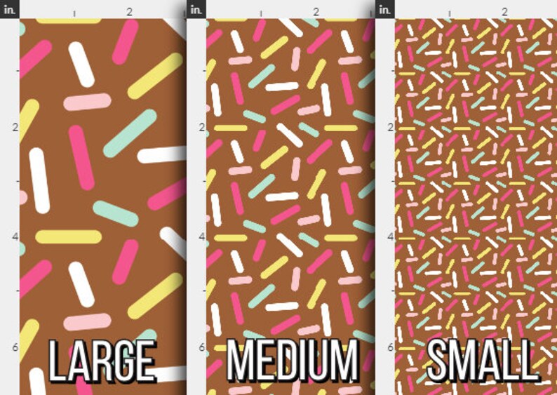 Donut Sprinkles Chocolate Colorful Fabric by the Yard Brown Etsy