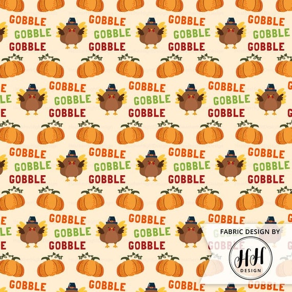 Thanksgiving Gobble Fabric by the Yard / Turkey Fabric / Autumn Fabric /  Pumpkin Fabric / Cute Kids Fabric Print in Yards & Fat Quarter - Etsy
