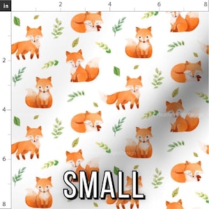 Watercolor Baby Fox Fabric – Autumn Woodland Nursery Print by the Yard & Fat Quarter Small