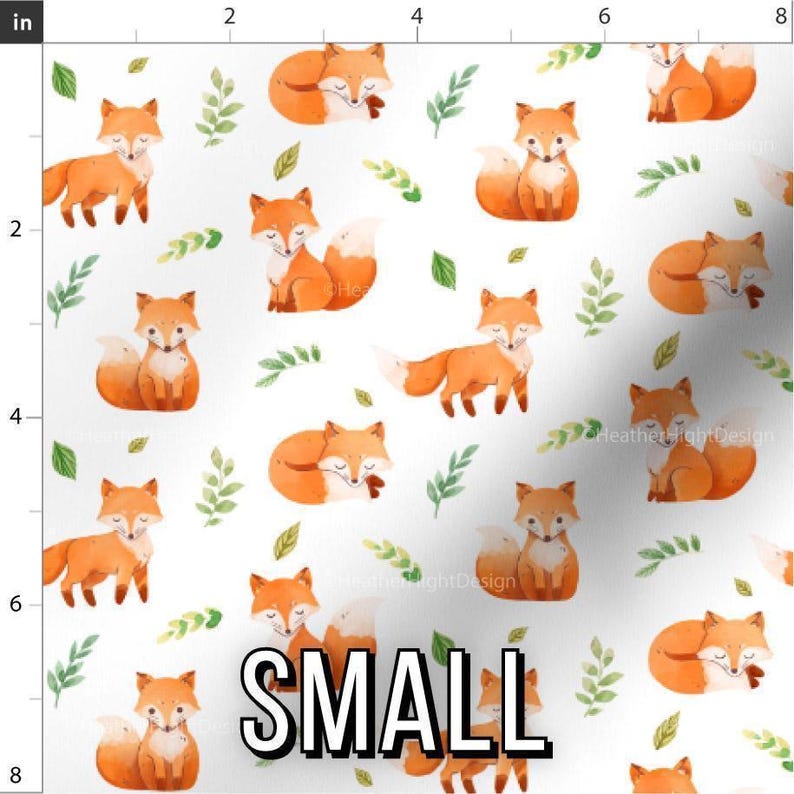 Watercolor Baby Fox Fabric – Autumn Woodland Nursery Print by the Yard & Fat Quarter Small