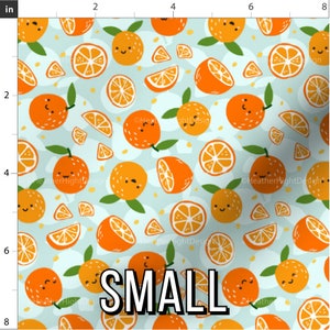 Orange Cutie Fabric / Little Clementine Fabric / Cute Orange Party Theme Baby Fabric / Kawaii Orange Fabric Print by the Yard & Fat Quarter Small