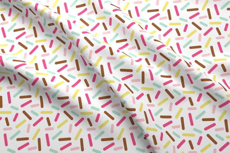Donut Sprinkles White Colorful Fabric by the Yard White Etsy