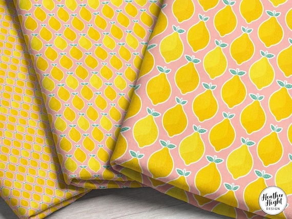 Pink Lemonade Lemon Print Fabric - By the Yard & Fat Quarter