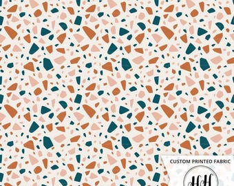 Desert Terrazzo Fabric by the Yard / Blush and Tan / Geometric Fabric /Home Decor Fabric /Abstract Mosaic Fabric Print in Yard & Fat Quarter