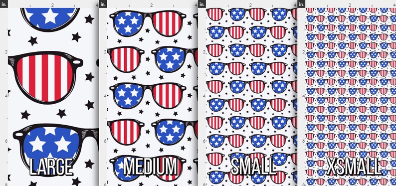 Patriotic Sunglasses Fabric White / USA Fabric /Glasses Fabric / 4th of July Fabric /American Flag Glasses Print By the Yard & Fat Quarter image 2