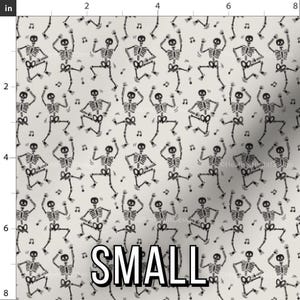 Dancing Skeletons Fabric – Halloween Boogie Print by the Yard & Fat Quarter Small