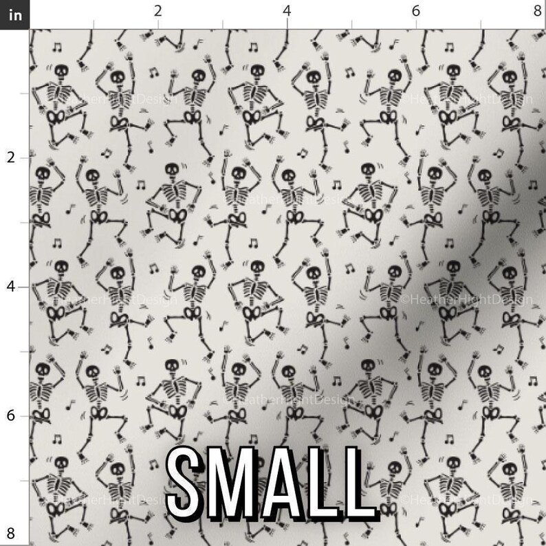 Dancing Skeletons Fabric – Halloween Boogie Print by the Yard & Fat Quarter Small
