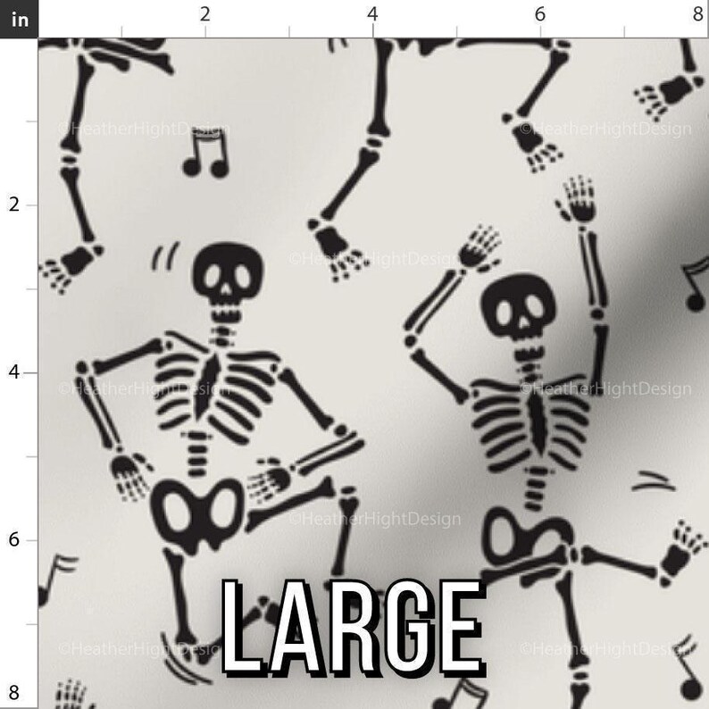 Dancing Skeletons Fabric – Halloween Boogie Print by the Yard & Fat Quarter Large