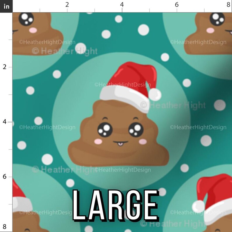 Santa Poopy Funny Santa Poop Emoji Christmas Fabric – Kawaii Holiday Fabric by the ...