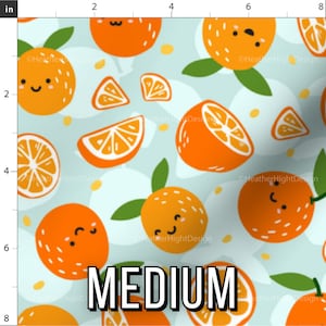 Orange Cutie Fabric / Little Clementine Fabric / Cute Orange Party Theme Baby Fabric / Kawaii Orange Fabric Print by the Yard & Fat Quarter Medium