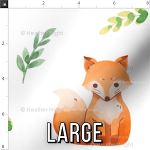 Watercolor Baby Fox Fabric – Autumn Woodland Nursery Print by the Yard & Fat Quarter Large