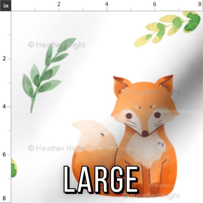 Watercolor Baby Fox Fabric – Autumn Woodland Nursery Print by the Yard & Fat Quarter Large