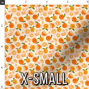 Orange Cutie Fabric / Little Clementine Fabric / Cute Orange Party Theme Baby Fabric / Kawaii Orange Fabric Print by the Yard & Fat Quarter X-Small