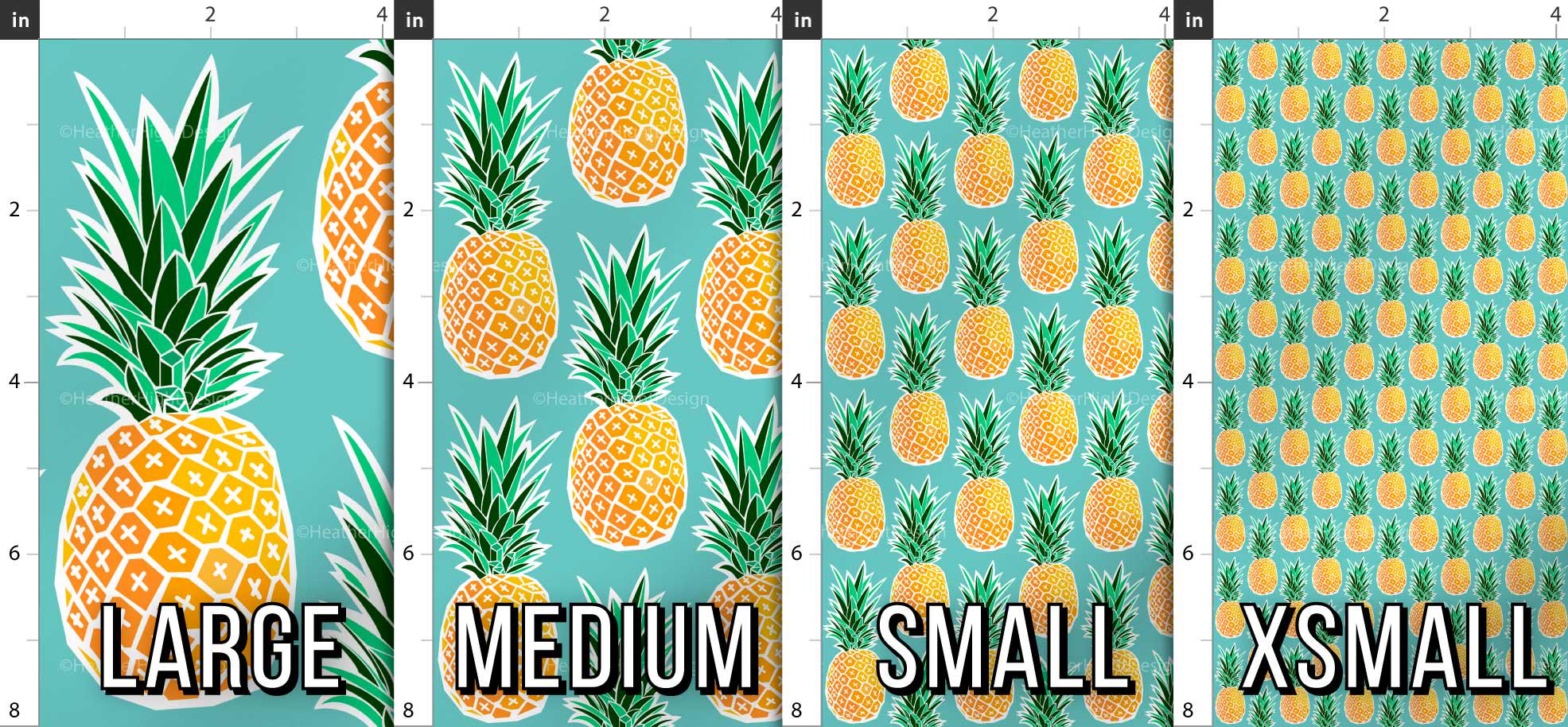 Tropical Pineapple Fabric by the Yard - Turquoise Blue Green