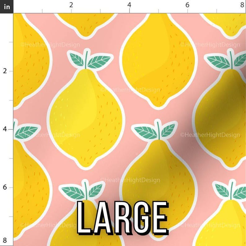 Pink Lemonade Fabric - Lemon Print by the Yard & Fat Quarter Large