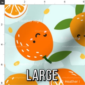 Orange Cutie Fabric / Little Clementine Fabric / Cute Orange Party Theme Baby Fabric / Kawaii Orange Fabric Print by the Yard & Fat Quarter Large