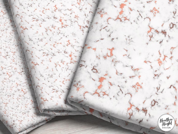 Rose Gold Marble Fabric – Abstract Modern Home Decor, Apparel, Quilting Print by the Yard