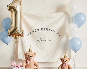 Custom Linen Birthday Welcome Sign - Personalized Fabric Party Banner for Outdoor Celebrations