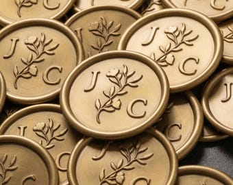 Custom Wedding Initial Wax Seal Stickers, Self-Adhesive Monogram Seals