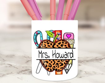 Personalized Teacher Pencil Holder, Pen Holder, Teacher Gift Design 4