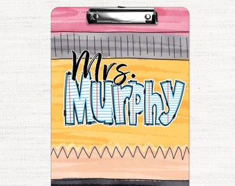 Personalized Teacher Clipboard, Pencil Clipboard, Teacher Gift, Clip Board Design 135