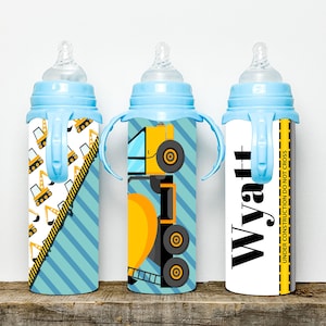 Personalized Baby Boy Bottle, Personalized Construction Baby Bottle Design 24