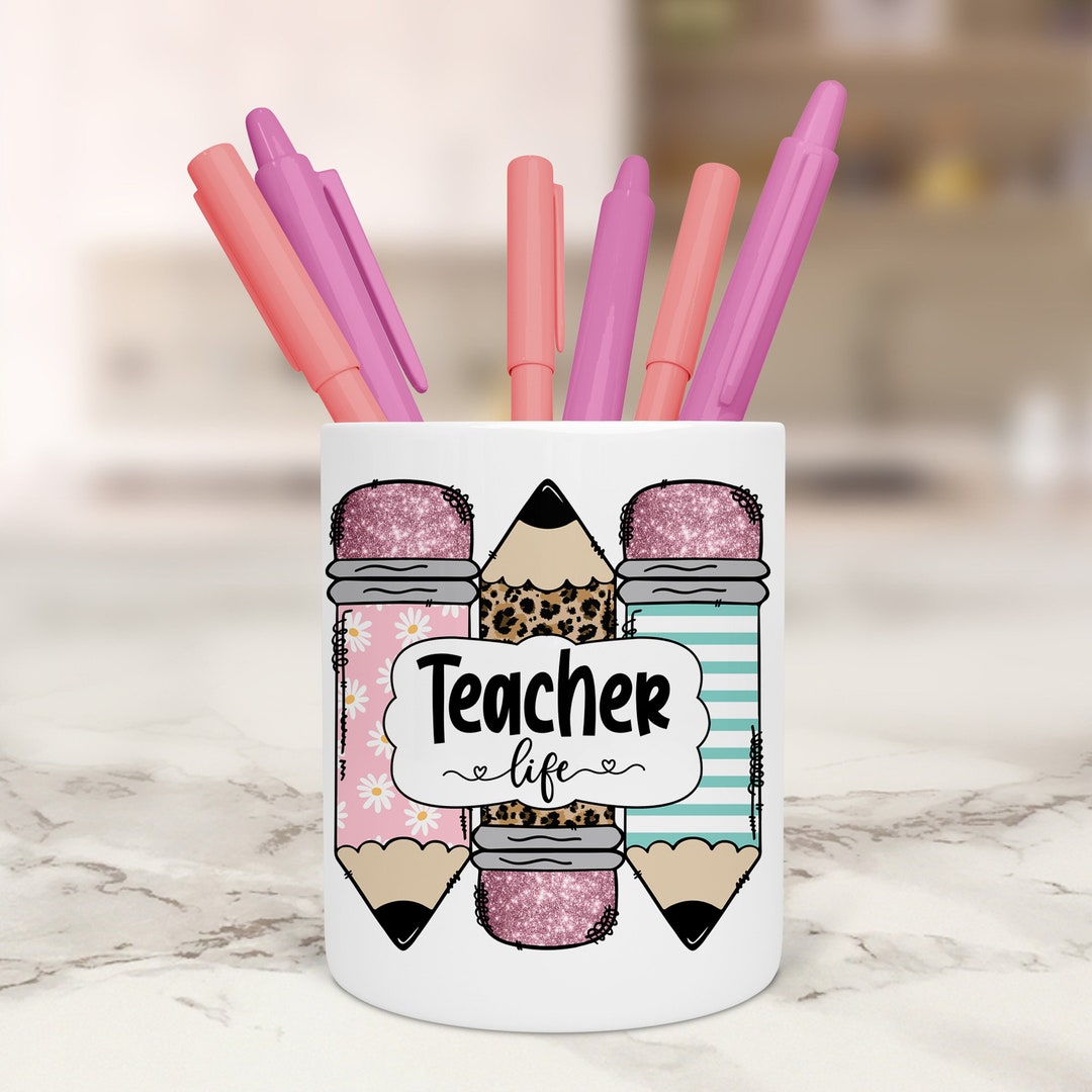 Teacher Pencil Holder, Pen Holder, Teacher Gift Design 1 Etsy