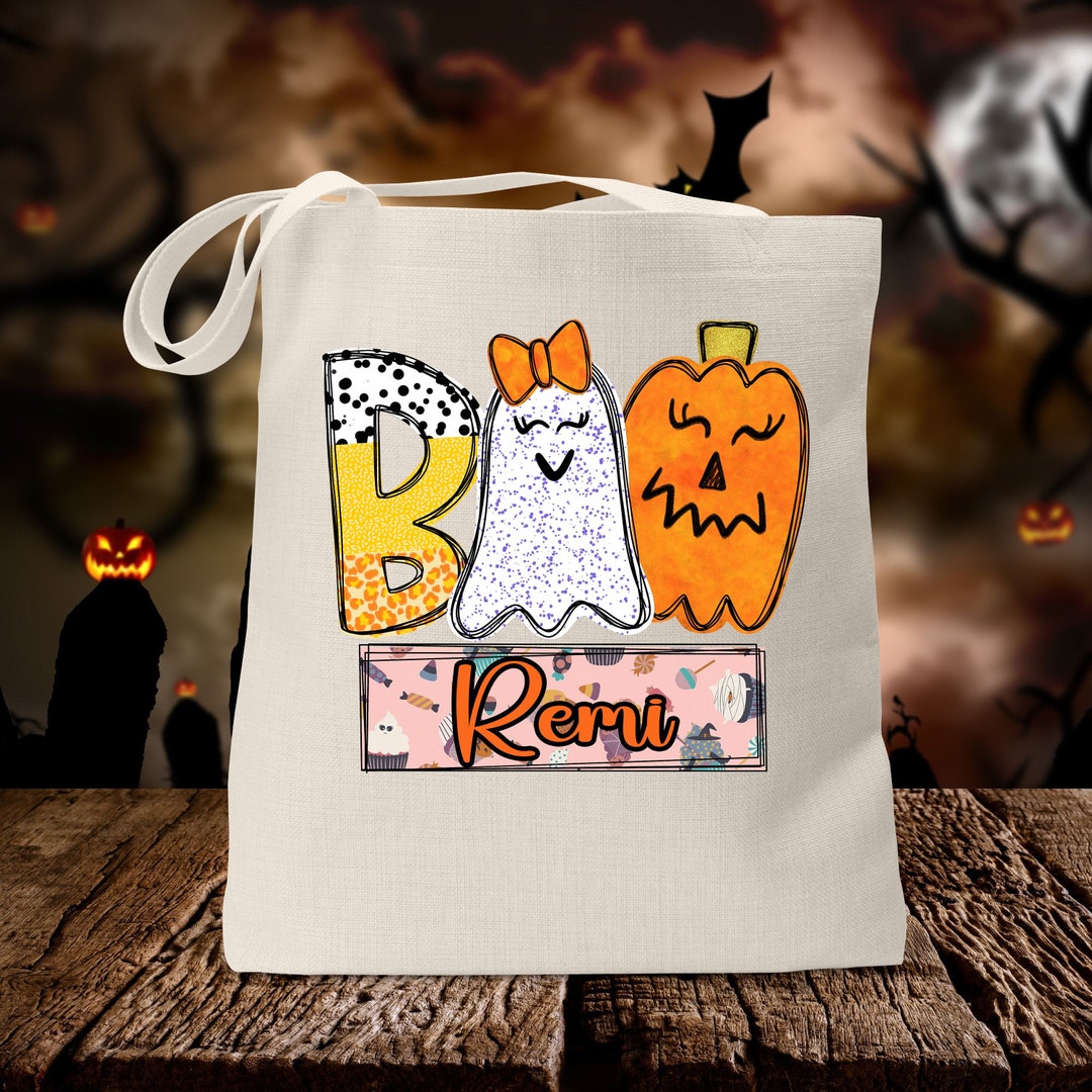 Personalized Halloween Tote Bag, Trick-or Treat Bag, Kids Trick or ...