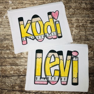 Personalized Pencil Pouch, Kids School Supply, Back to school, Pencil Name Design