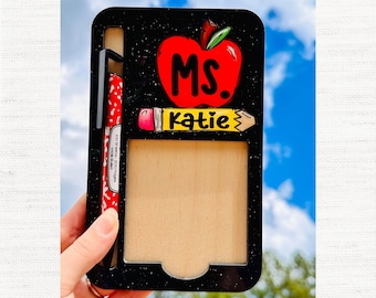 Teacher Sticky Note Holder, Teacher Gift, Personalized Notepad Holder, Teacher Appreciation Gift, End of Year Teacher Gift, Design 1