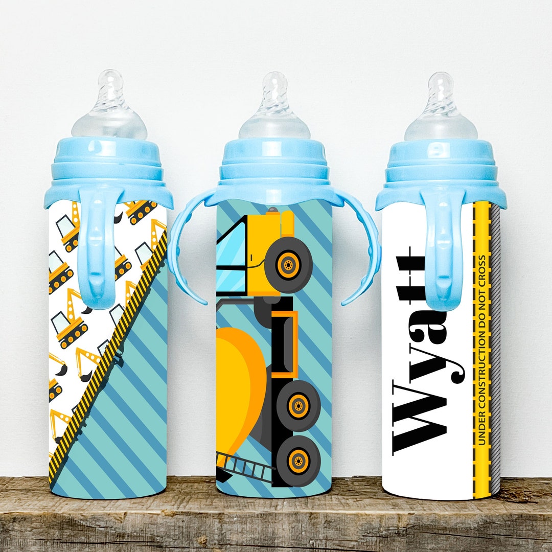 Personalized Baby Boy Bottle, Personalized Construction Baby Bottle