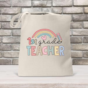 Teacher Tote Bag, First Grade Teacher Gift Bag, Personalized Teacher Tote, Design 2