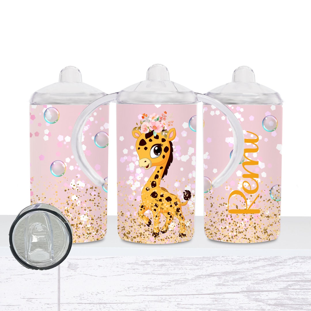 Personalized Sippy Cup Tumbler With 2 Lids, Giraffe Girl Tumbler, Kids ...