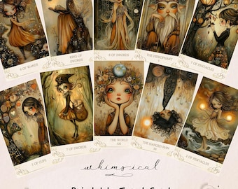 78 Printable Tarot Cards + PDF Guidebook (English) | Light Edition | Shadow Work and Self-Discovery | PNG, A4 & US Letter | 3 Back Designs